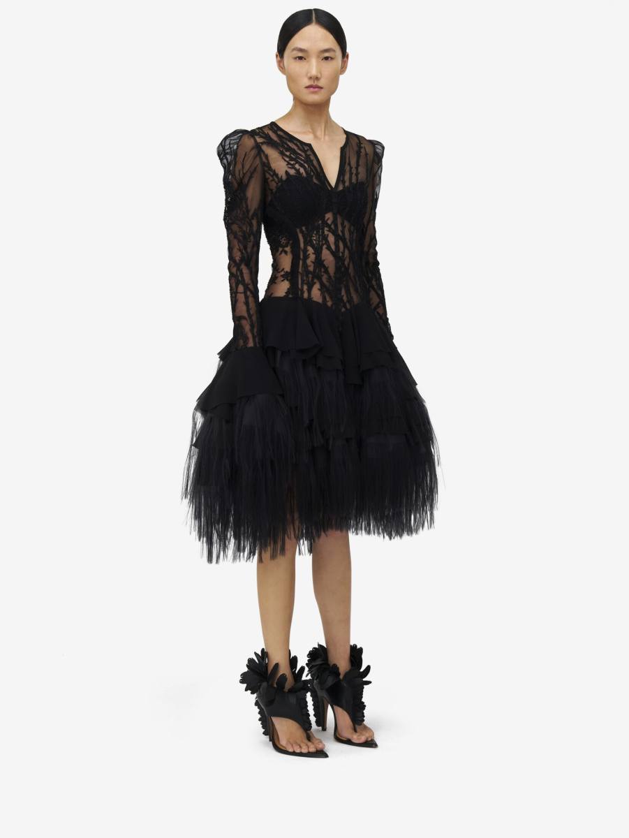 ALEXANDER MCQUEEN - Hawthorn Embroidery Mini Dress - Item 832071QZAOW1000